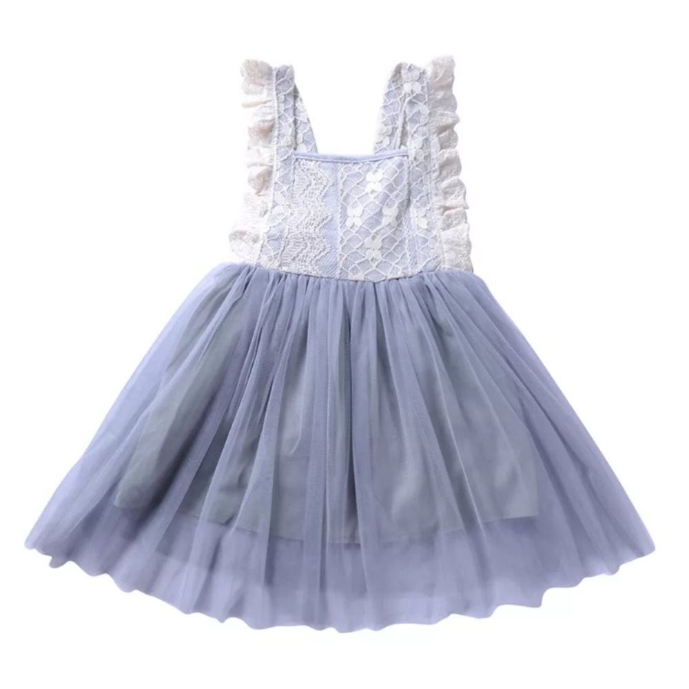 🌸 ⭐️LAST ONE⭐️ Grey Tulle Lace Dress - Picture 2 of 3